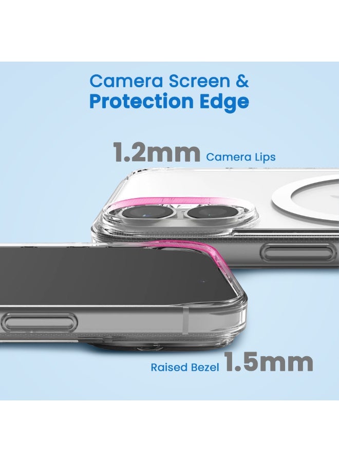 AKSESORY iPhone 16 Magnetic Clear Case 6.1 inch - Slim Transparent Shockproof Protective Cover, with Wireless Charging Support, Camera Control Ready, Soft Touch Grip, Lightweight Back Shell - Image 2