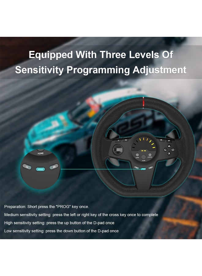 فلاشهوك عجلة قيادة سباق عالمية 270 درجة مع دواسات استشعار هول وشاشة LED لأجهزة الكمبيوتر والبلايستيشن وإكس بوكس - محاكي سيارة مع ردود فعل اهتزازية وحساسية قابلة للتعديل - Image 3
