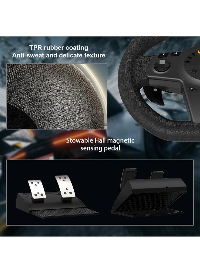 فلاشهوك عجلة قيادة سباق عالمية 270 درجة مع دواسات استشعار هول وشاشة LED لأجهزة الكمبيوتر والبلايستيشن وإكس بوكس - محاكي سيارة مع ردود فعل اهتزازية وحساسية قابلة للتعديل - Image 4