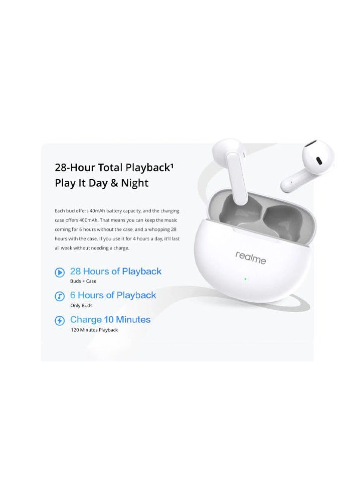 realme New Buds T01 True Wireless Earphones AI Noise Reduction TWS Bluetooth 5.4 IPX5 Waterproof 28H Battery Life Earphones -White - Image 5