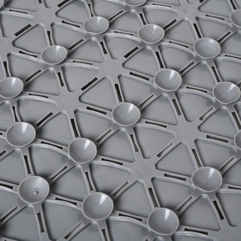 DHAVAL PVC Shower Mat with Suction Cups and Drain Holes Non Slip Plastic Bath Mat of PVC Rubber Shower mats for Floor Mat Mats for Walkin Showers Mats Grey - Image 4