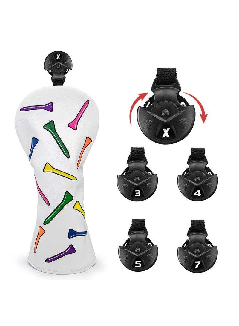 SYOSI Golf Headcovers, Colorful Tee Driver Headcover, Fairway Wood Cover, Hybrid Cover, Leather 3 Wood Headcover, Mallet Putter Headcover, Blade Putter Cover, Golf Club Covers for Odyssey Taylormade - 3Pcs - Image 4