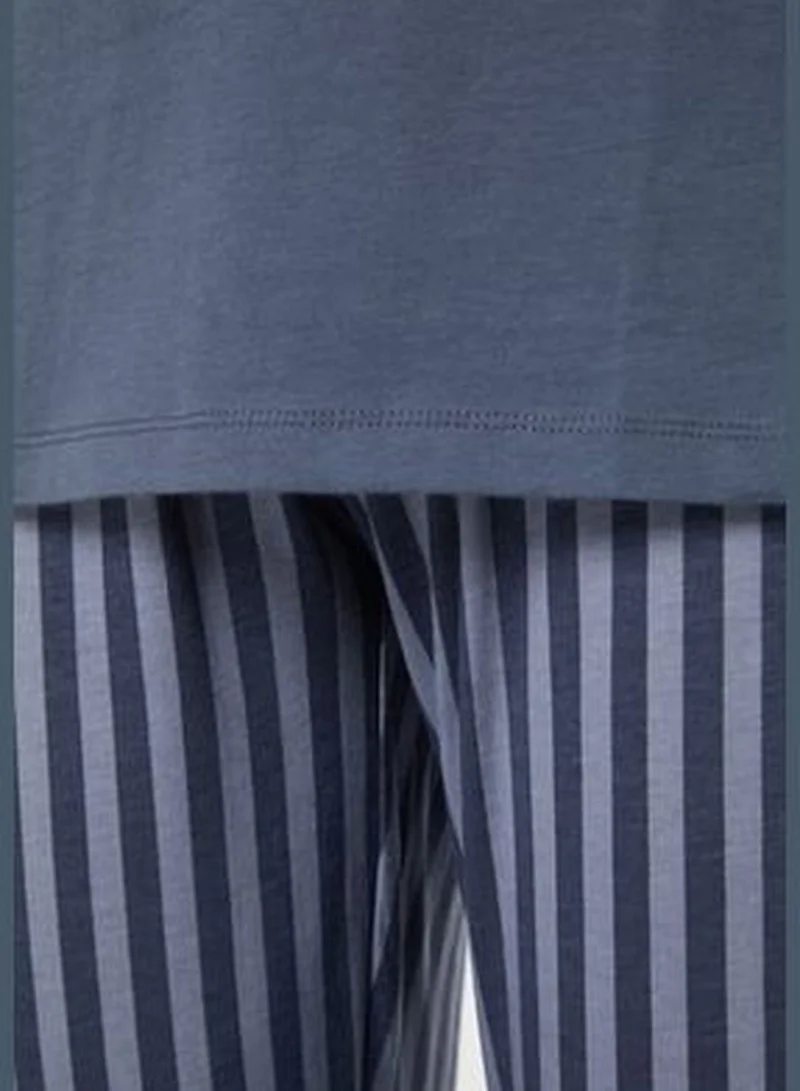 trendyol Light Blue Printed Knitted Pajamas Set
