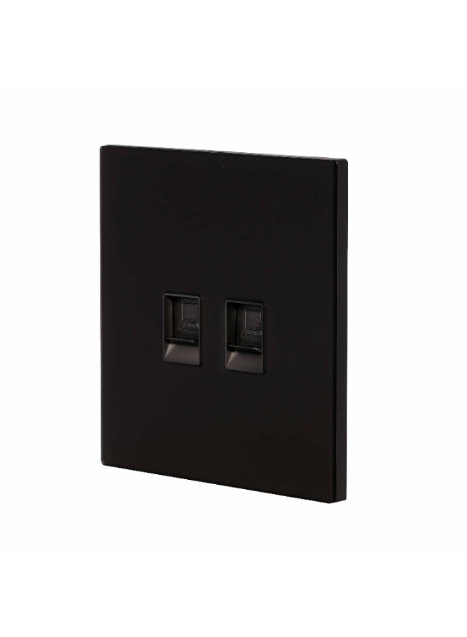 Donmarco Double Computer Socket (RJ45/CAT6) – Ultra Thin Glass, Fire-Resistant Electric Outlet , 15-Year Warranty , Dual High-Speed Connectivity Ports (Matt Black)  - Image 1