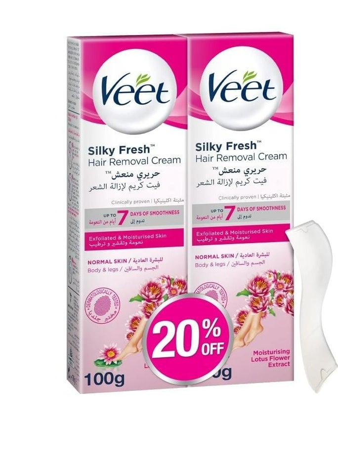 Veet - Two Pieces of Veet Hair Removal Cream for Body and Legs, 2 x 100 ml - Image 1