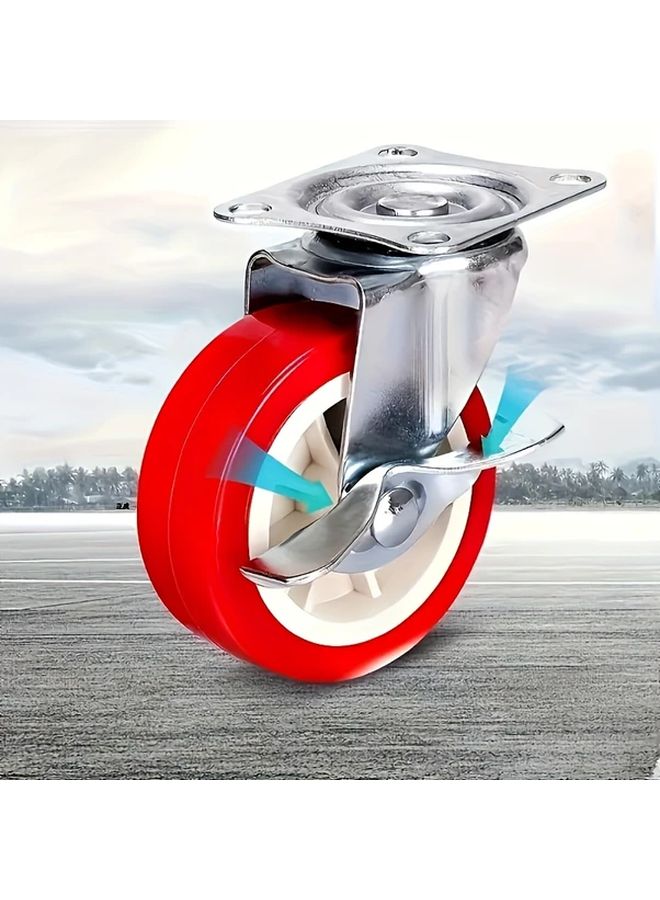 2 Inches Red Heavy Duty Casters 4pcs With 2 Brake Swivel Wheels 360 Degree Silent Rotation - Image 2