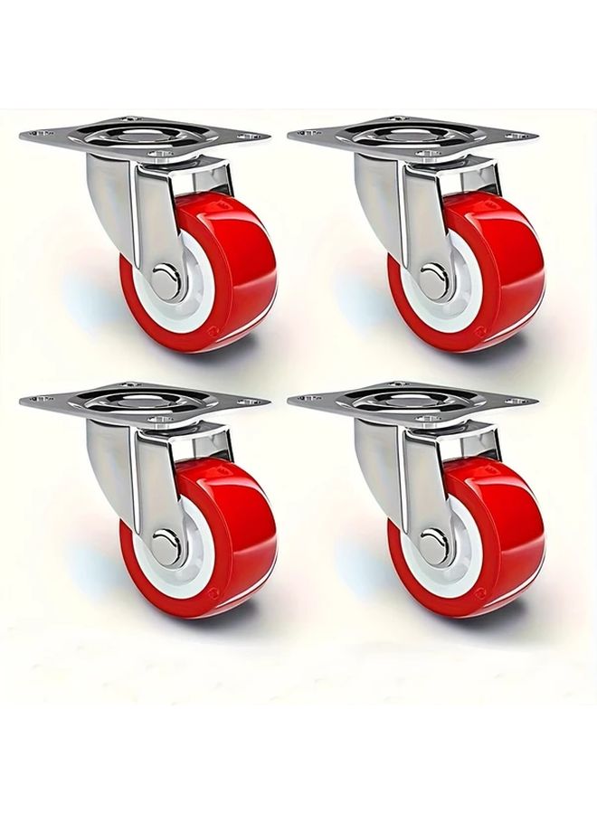 2 Inches Red Heavy Duty Casters 4pcs With 2 Brake Swivel Wheels 360 Degree Silent Rotation - Image 4