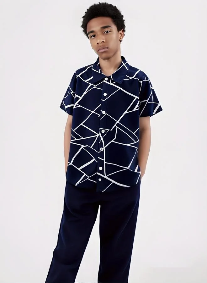 Take Two Take Two Teen Printed Button Front Shirt and Pants Set