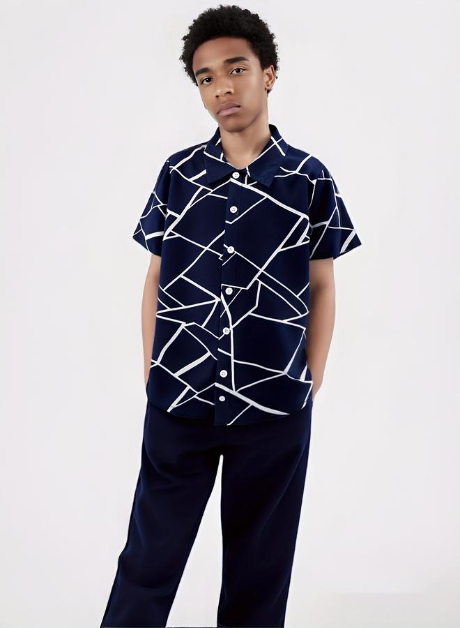 تايك تو طقم من بنطال وقميص بتفاصيل أزرار - Image 1