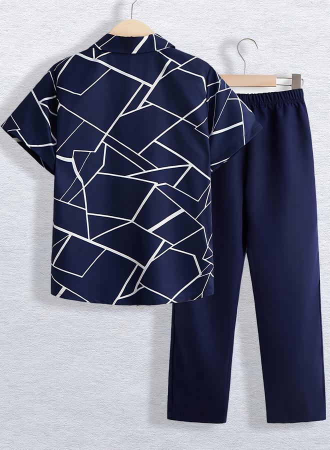 تايك تو طقم من بنطال وقميص بتفاصيل أزرار - Image 3