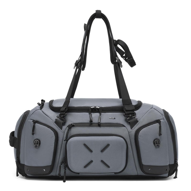 OZUKO Waterproof Travel Backpack for Gym Camping and Weekender Use with 46L Large Capacity Sneaker Compartment, Grey, 9834 - Image 1