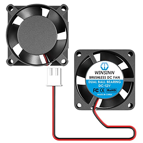 WINSINN 25mm Fan 12V, 3D Printer Micro 12 Volt Fans 2510 Dual Ball Bearing, Brushless Cooling 25mmx10mm 2PIN (Pack of 2Pcs) - Image 1