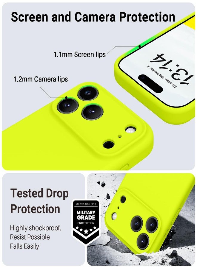 اوتوفلاي جراب OTOFLY المغناطيسي لهاتف iPhone 17 Pro، متوافق مع Magsafe، جراب كلاسيكي من السيليكون السائل، زر تحكم مدمج بالكاميرا، بطانة من الألياف الدقيقة مقاومة للخدش، لون أصفر نيون - Image 5