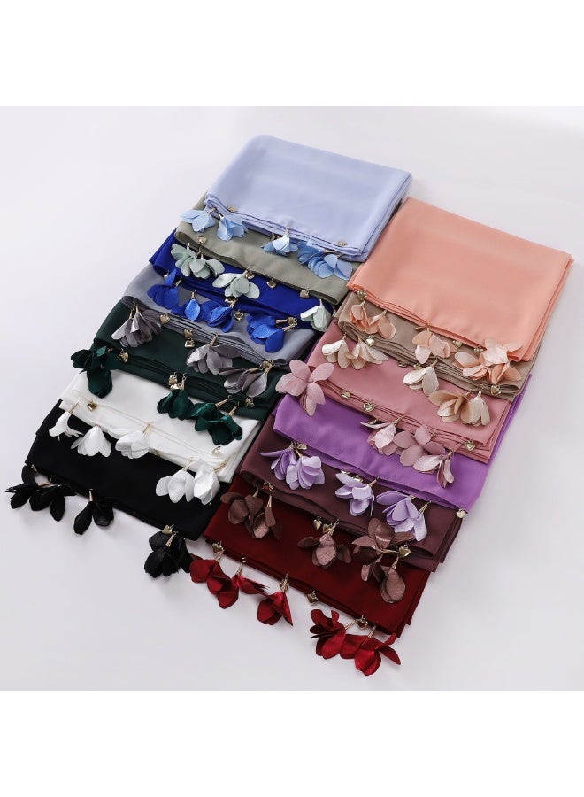 Nariele New Handmade Alloy Heart-Shaped Flower Pearl Chiffon Headscarf - Image 3