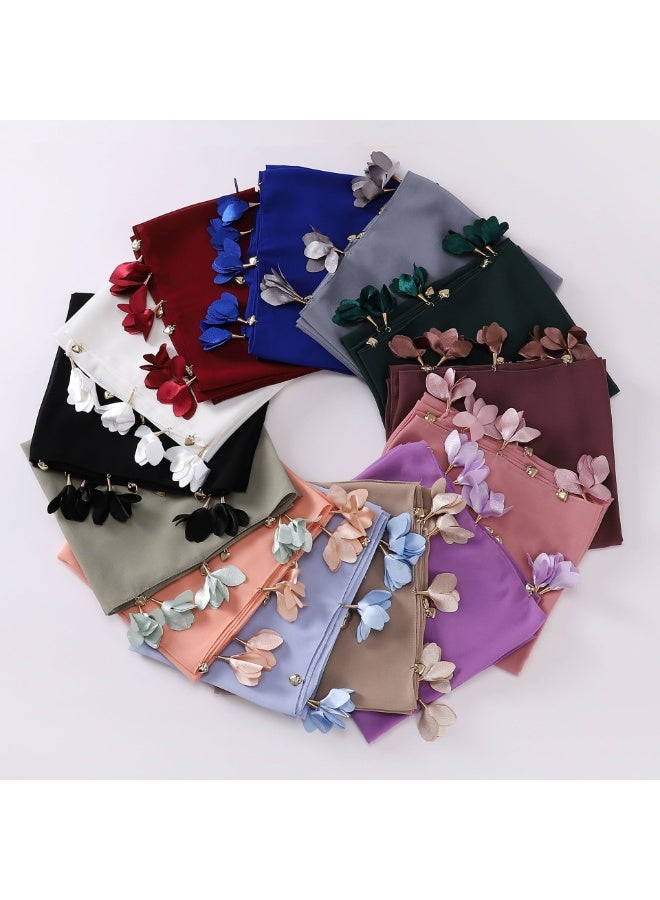 Nariele New Handmade Alloy Heart-Shaped Flower Pearl Chiffon Headscarf - Image 4