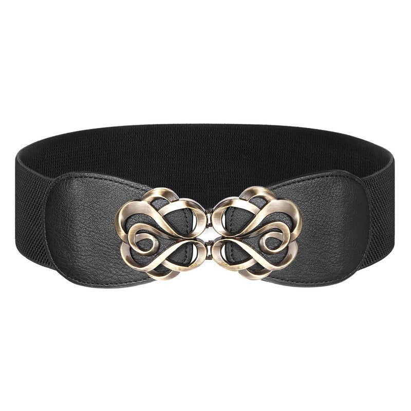 Syuer Women Stretchy Vintage Belt for Dresses Elastic Wide Waist Belt (L-XL (30â€-35â€), Black) - Image 1