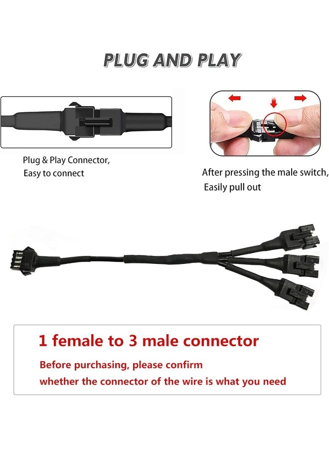 NBWDY NBWDY 2Pcs 19cm Extension Cable Wire Cord Set 3 Way Splitter Y Cable for LED motorcycle Light Multi-color Neon Strip (2  - Image 4