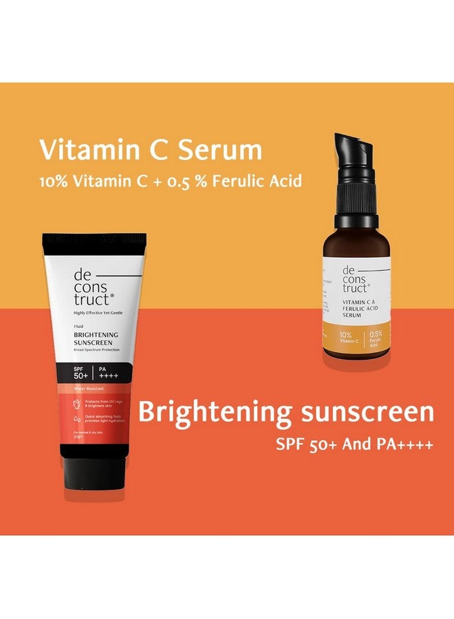 Deconstruct Brightening Protect Duo|10% Vitamin C Face Serum (30 Ml) + Brightening Sunscreen (50 G)|Get Glowing Skin With Sun|Spf 50+|No White Cast, Non Irritating & Quick Absorbing|Pack Of 2 - Image 2