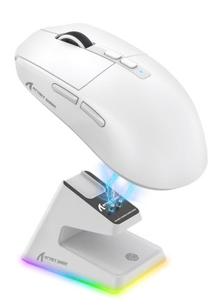 ATTACK SHARK X6 49g Superlight Wireless Gaming Mouse with Magnetic RGB Charging Dock,BT/2.4GHz Wireless/Wired Mouse,PixArt PAW3395 Sensor, 26000DPI, Griptape, 200Hrs Battery for Win/Mac (White) - pzsku/ZC67D7DCA89DCFD21BC70Z/45/1746599628/e1317cdd-0bad-4684-8def-b0fe541f347f
