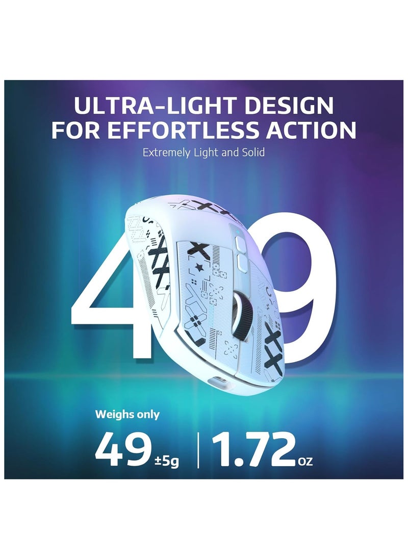 Attack Shark - ATTACK SHARK X6 49g Superlight Wireless Gaming Mouse with Magnetic RGB Charging Dock,BT/2.4GHz Wireless/Wired Mouse,PixArt PAW3395 Sensor, 26000DPI, Griptape, 200Hrs Battery for Win/Mac (White) - Image 1