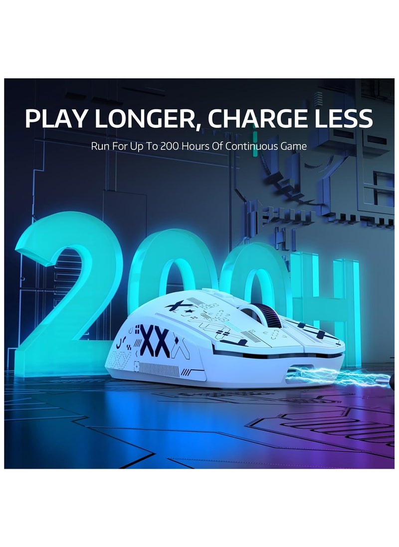 Attack Shark - ATTACK SHARK X6 49g Superlight Wireless Gaming Mouse with Magnetic RGB Charging Dock,BT/2.4GHz Wireless/Wired Mouse,PixArt PAW3395 Sensor, 26000DPI, Griptape, 200Hrs Battery for Win/Mac (White) - Image 1