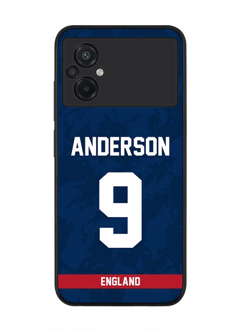 Rugged Black Edge Case for Xiaomi Poco M5, Slim fit Soft Case Flexible Rubber Edges Thin Cover - Player Name - James Anderson, Jersey Number- 9