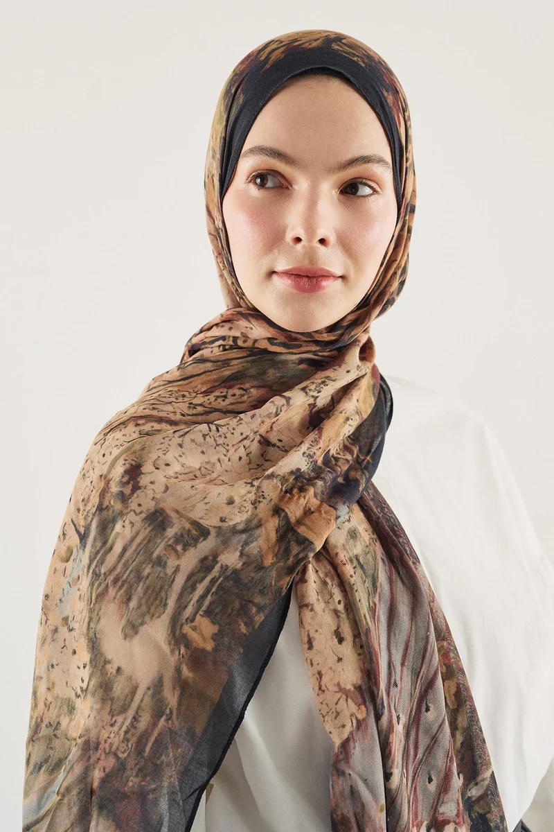 Defacto  Fresh Scarfs X DeFacto Abstract Floral Viscose Scarf for Women | Best Price UAE