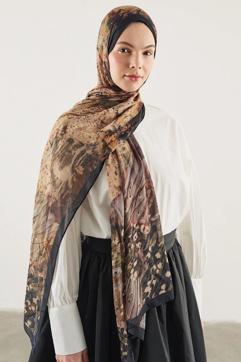 Defacto  Fresh Scarfs X DeFacto Abstract Floral Viscose Scarf for Women | Best Price UAE