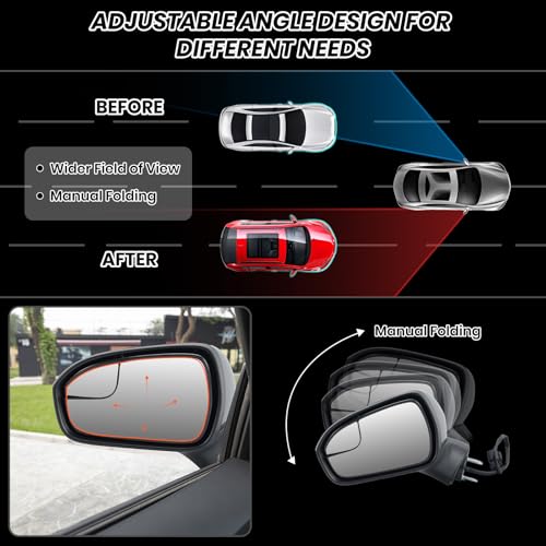 Clidr Driver Side Mirror Compatible with 2016 2017 2018 2019 2020 2021 2022 Ford Fusion Non-Heated Manual Folding Rear View Mirror Replace FS7Z-17683-B Black 3 Pins - Image 4