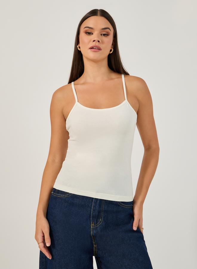 Styli Styli Strappy Scoop Neck Cropped Tank  - Image 1