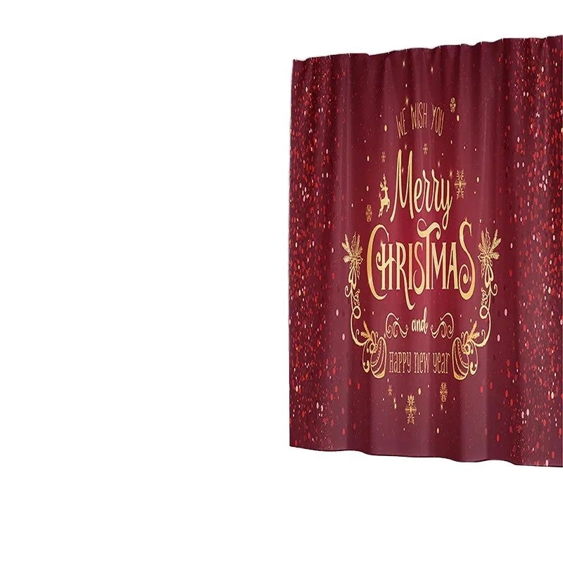 Y&D Christmas Decorations Four-Piece Bathroom Set Absorbent Door Mat Shower Curtain Floor Mat Printed New Year Design for Bedroom - Image 2