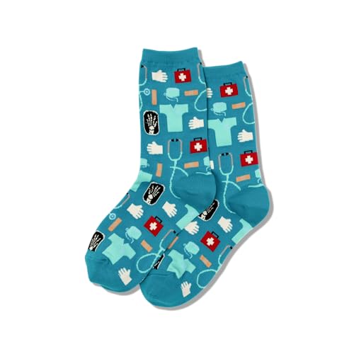 Hot Sox جوارب هوت سوكس النسائية الممتعة بمناسبة المهن والأم - عبوة من زوج واحد - هدايا عيد الأم لطيفة ومضحكة، طبية (تركواز)، مقاس الحذاء: 4-10 (مقاس الجورب: 9-11) - Image 2