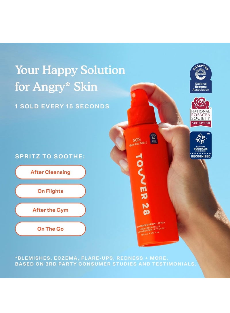 TOWER 28 SOS Daily Rescue Facial Spray for Sensitive Skin, Hypochlorous Acid Spray Helps Reduce Redness and Breakouts, Full Size Toner for Face 120ml  - Image 5