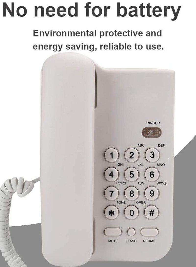 Landline Corded Telephone, No AC Power Required Wired, Retro Classical , Big on for Hotel Home Office, for KX T3026CID Basic(White) - Image 4
