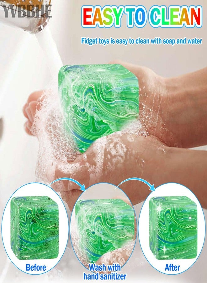 YVBBHE Fidget Cube Squishy Toys , Squeeze Stress Balls for Kids, Adults Squishies Anxiety Relief Maltose Ball, Ice Squishys Sugar Sensory Toy for ADHD Autism, Novel Design Colorful Fidgets Cubes (Green) - Image 5