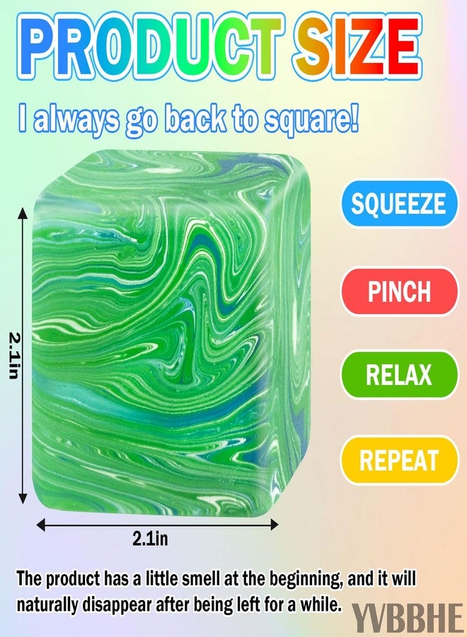 YVBBHE Fidget Cube Squishy Toys , Squeeze Stress Balls for Kids, Adults Squishies Anxiety Relief Maltose Ball, Ice Squishys Sugar Sensory Toy for ADHD Autism, Novel Design Colorful Fidgets Cubes (Green) - Image 2