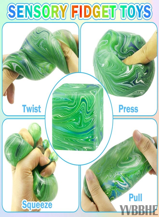 YVBBHE Fidget Cube Squishy Toys , Squeeze Stress Balls for Kids, Adults Squishies Anxiety Relief Maltose Ball, Ice Squishys Sugar Sensory Toy for ADHD Autism, Novel Design Colorful Fidgets Cubes (Green) - Image 3
