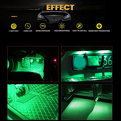 YM EBright EverBright T10 194 168 2825 W5W 5050 5SMD LED Bulb for Car Replacement Interior Lights Wedge Dome, Trunk, Dashboard Bulb License Plate Light Lamp DC 12V,Green (Pack of 20) - Image 2