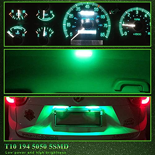YM EBright EverBright T10 194 168 2825 W5W 5050 5SMD LED Bulb for Car Replacement Interior Lights Wedge Dome, Trunk, Dashboard Bulb License Plate Light Lamp DC 12V,Green (Pack of 20) - Image 3