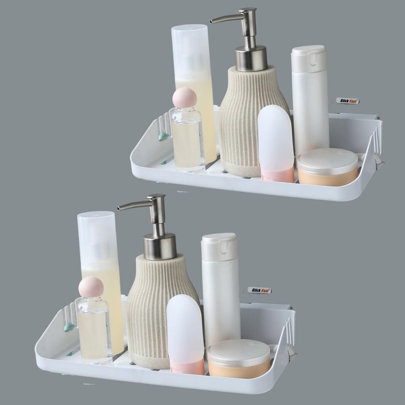 Sf - Stick Fast Self-Adhesive Bathroom Shelf - Designer Tray With 3M Sticker For Wall Mount -Multipurpose Kitchen & Bathroom Storage Organizer Tray Rack (Sf-Designer-Tray2-White) - Abs - Image 1