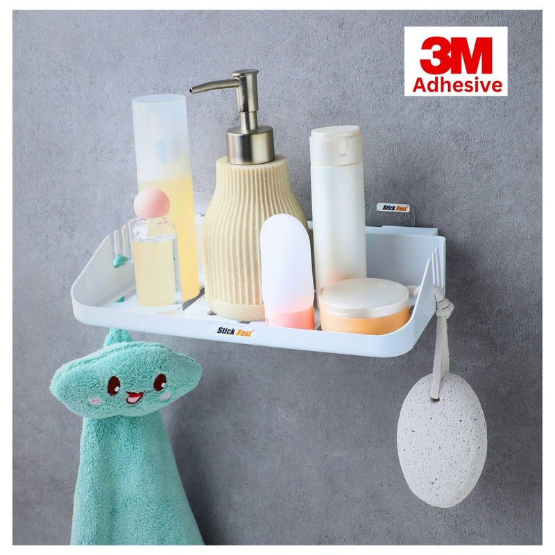 Sf - Stick Fast Self-Adhesive Bathroom Shelf - Designer Tray With 3M Sticker For Wall Mount -Multipurpose Kitchen & Bathroom Storage Organizer Tray Rack (Sf-Designer-Tray2-White) - Abs - Image 2