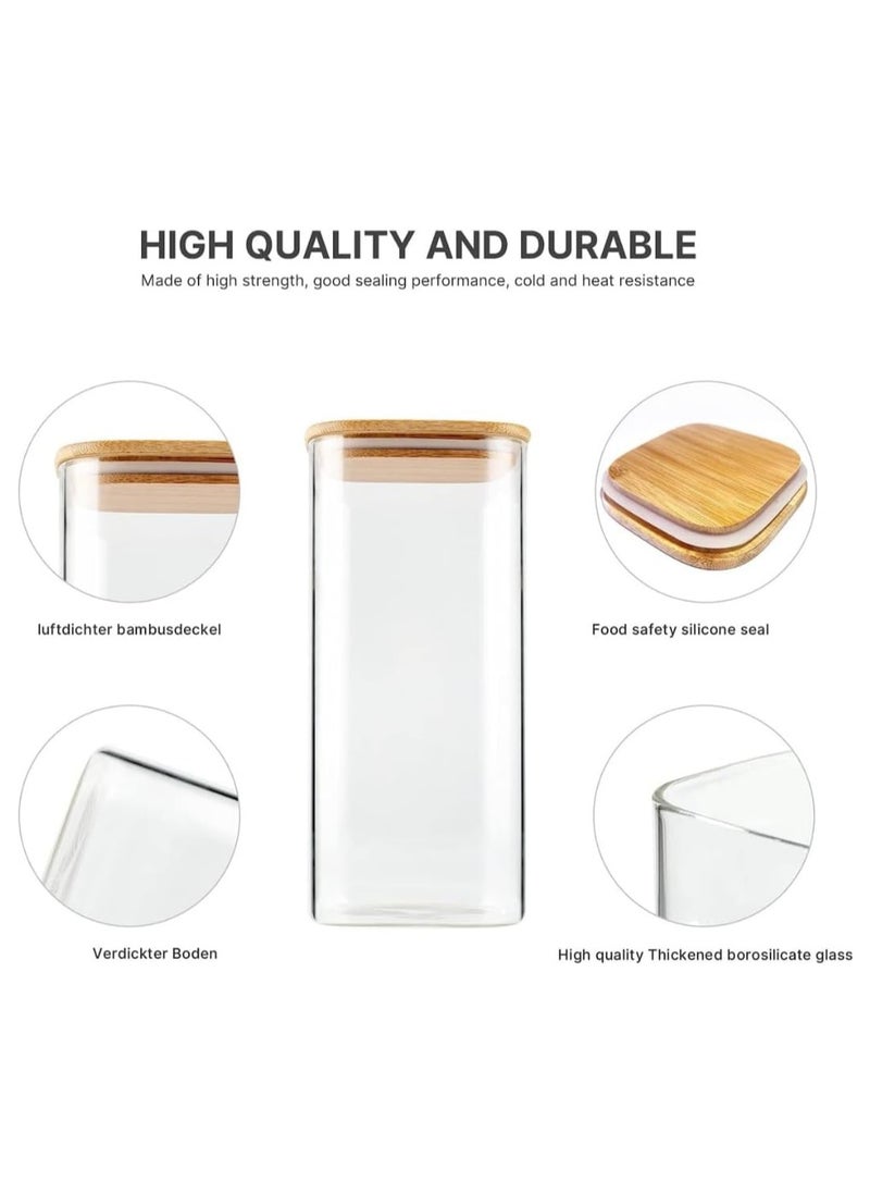 HOPHOP - 5 Pcs Glass Jars with Bamboo Lids, Airtight High Borosillicate Container, Multi Sizes Clear Food Storage Canisters Sets for Bean, Spaghetti, Pasta Cereal & Herbs - Image 1