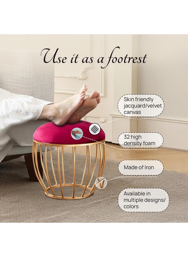nestroots nestroots Ottoman Stool for Living Room - Metallic Stools for Sitting, Bedroom Pouffes, Side Table | 16 Inch Height, Marron Cage Design | Stylish & Durable Footrest Stool for Home  - Image 5