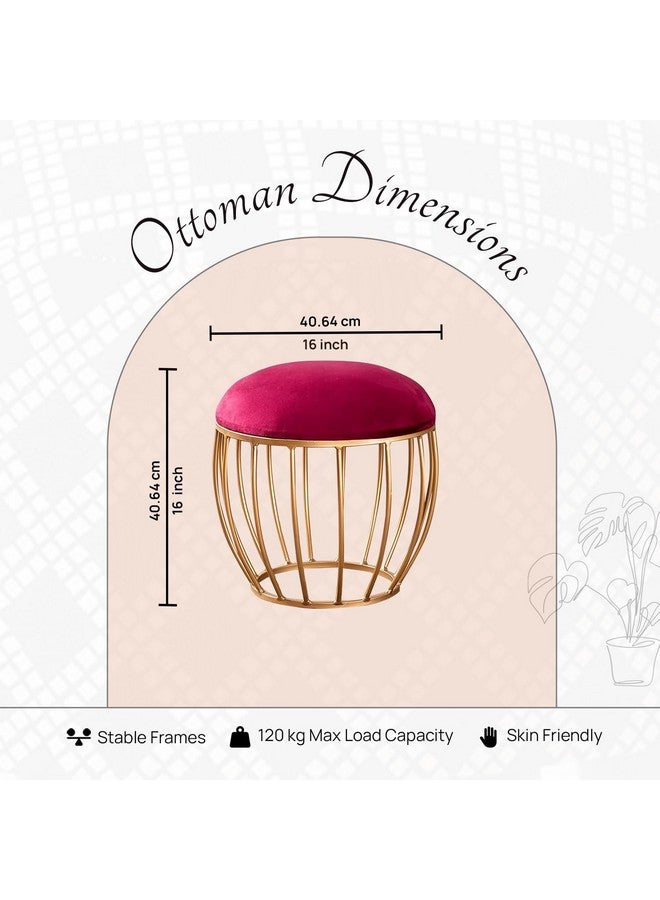 nestroots nestroots Ottoman Stool for Living Room - Metallic Stools for Sitting, Bedroom Pouffes, Side Table | 16 Inch Height, Marron Cage Design | Stylish & Durable Footrest Stool for Home  - Image 3