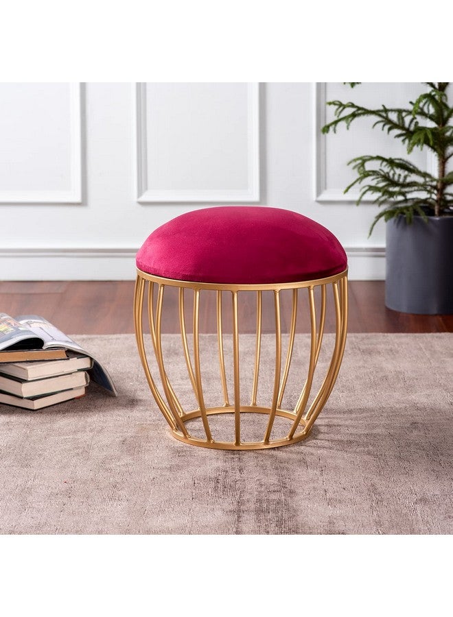 nestroots nestroots Ottoman Stool for Living Room - Metallic Stools for Sitting, Bedroom Pouffes, Side Table | 16 Inch Height, Marron Cage Design | Stylish & Durable Footrest Stool for Home  - Image 1