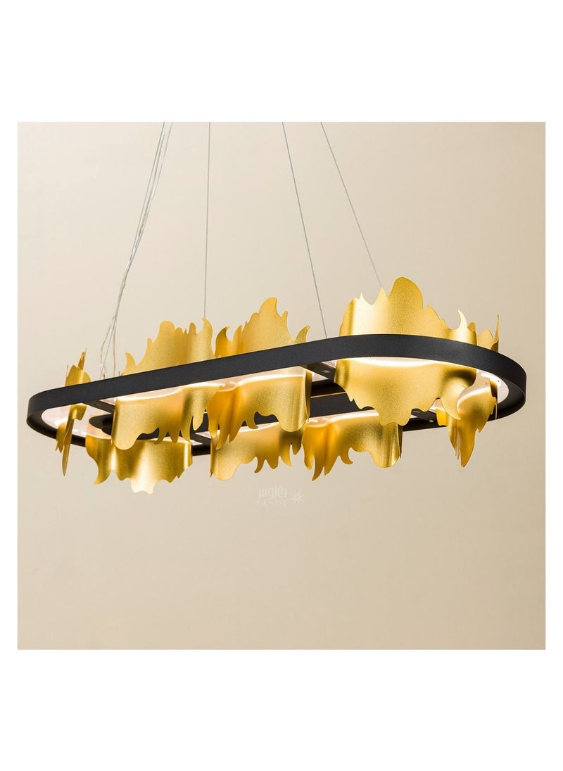UCANDLE Modern golden chandelier from Youcandle, long oval black frame, modern ceiling lighting with multiple degrees of illumination, suitable for large councils, salons, reception rooms, bedrooms  - Image 1