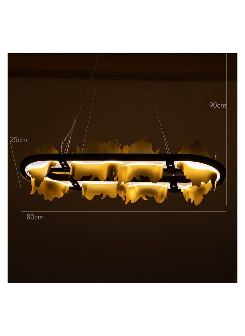 UCANDLE Modern golden chandelier from Youcandle, long oval black frame, modern ceiling lighting with multiple degrees of illumination, suitable for large councils, salons, reception rooms, bedrooms  - Image 2