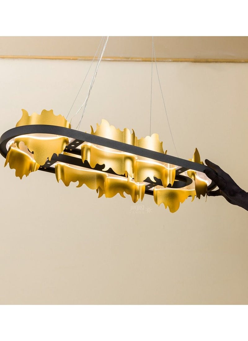 UCANDLE Modern golden chandelier from Youcandle, long oval black frame, modern ceiling lighting with multiple degrees of illumination, suitable for large councils, salons, reception rooms, bedrooms  - Image 4