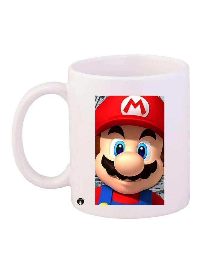 RYN Mario Printed Coffee Mug White/Beige/Red 11ounce