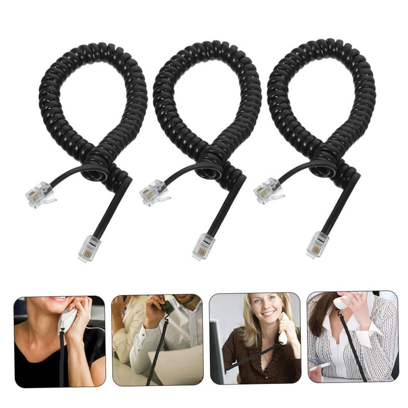 3 Pack Coiled Telephone Cord Durable Flexible Handset Cable for Landline Phones - Image 3